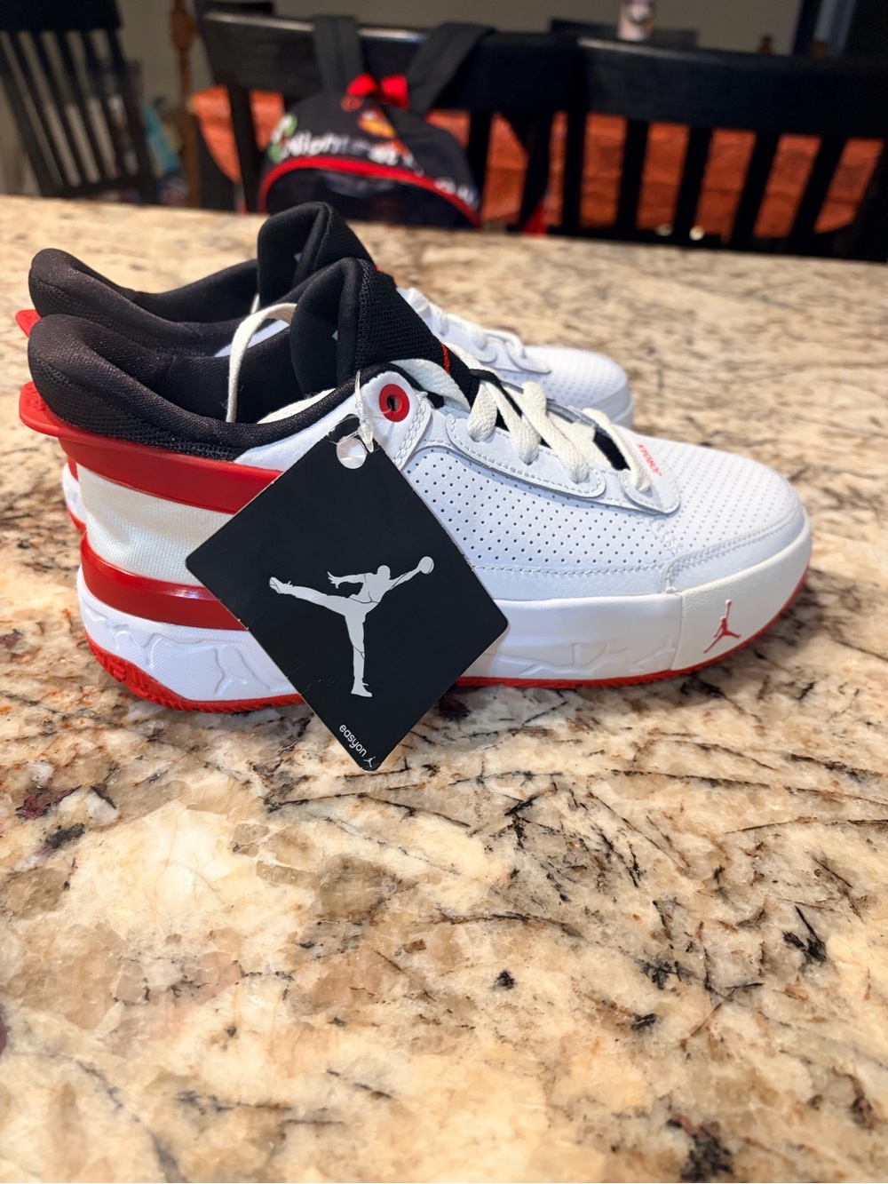 Jordan Day 1 Kids White and Red Low-Top Basketball Sneakers